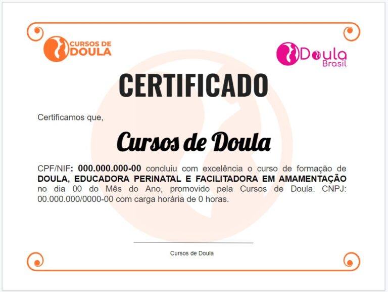 Modelo de Certificado Curso de Doula